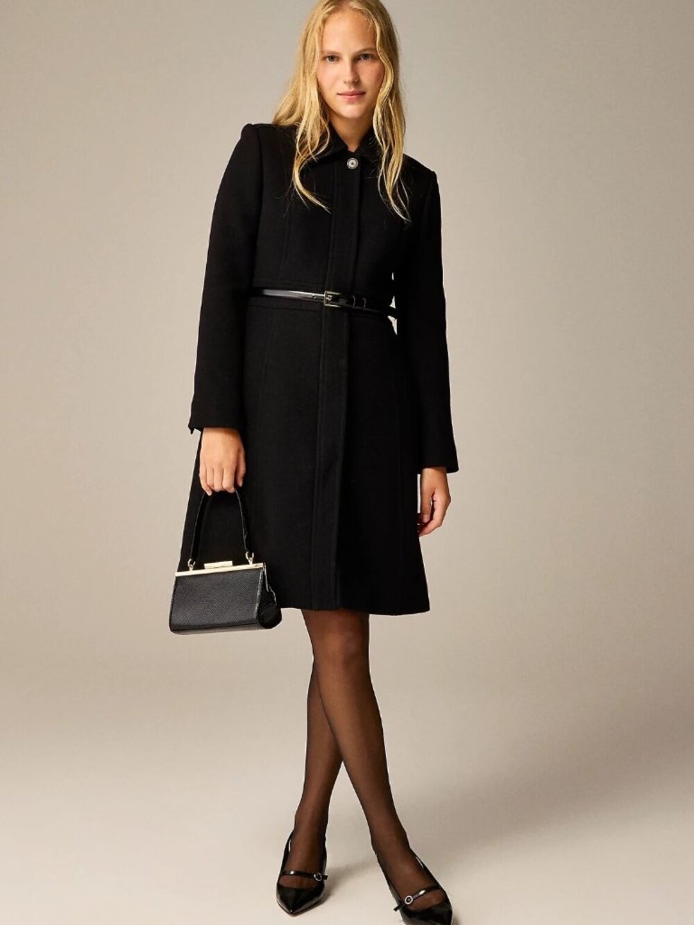 NWT J.Crew New Lady Day TopCoat in Black Italian Doublecloth Wool 16